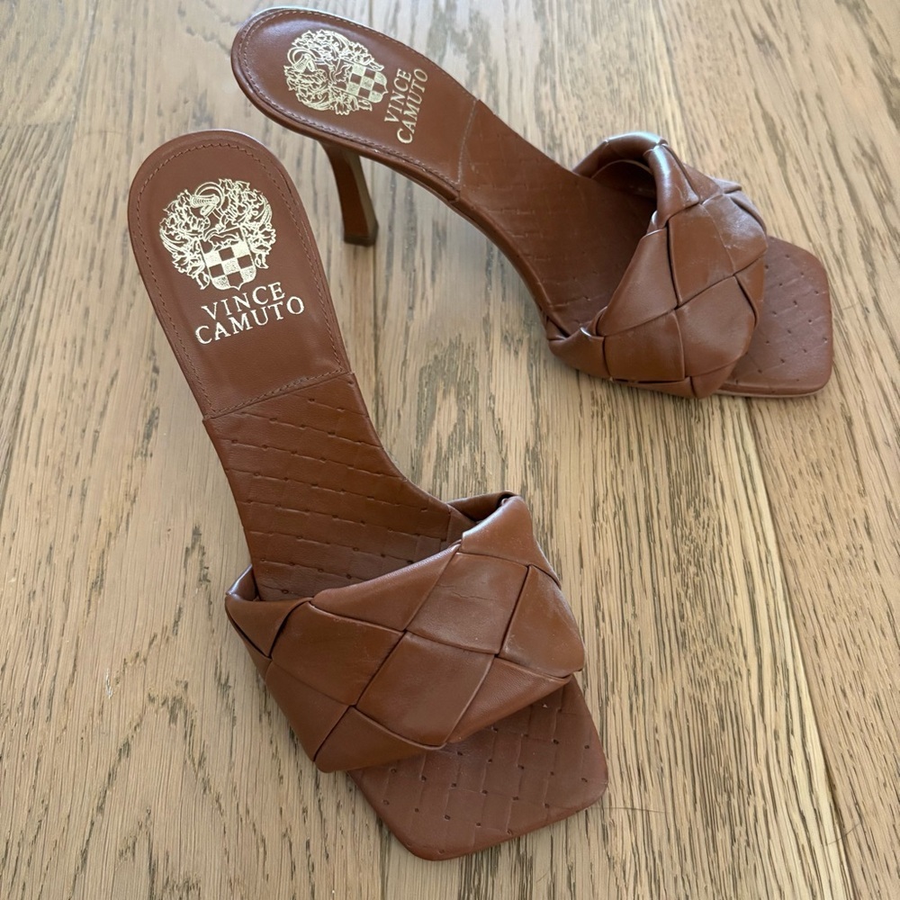 Vince Camuto Brown Woven Heeled Sandals